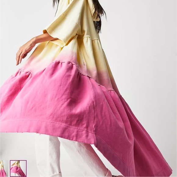 NWOT Free People Molly Cardigan Zip Front Dip Dye hooded sweatshirt - Picture 2 of 3